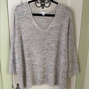 J. Jill Speckled V-Neck Sweater - Cream